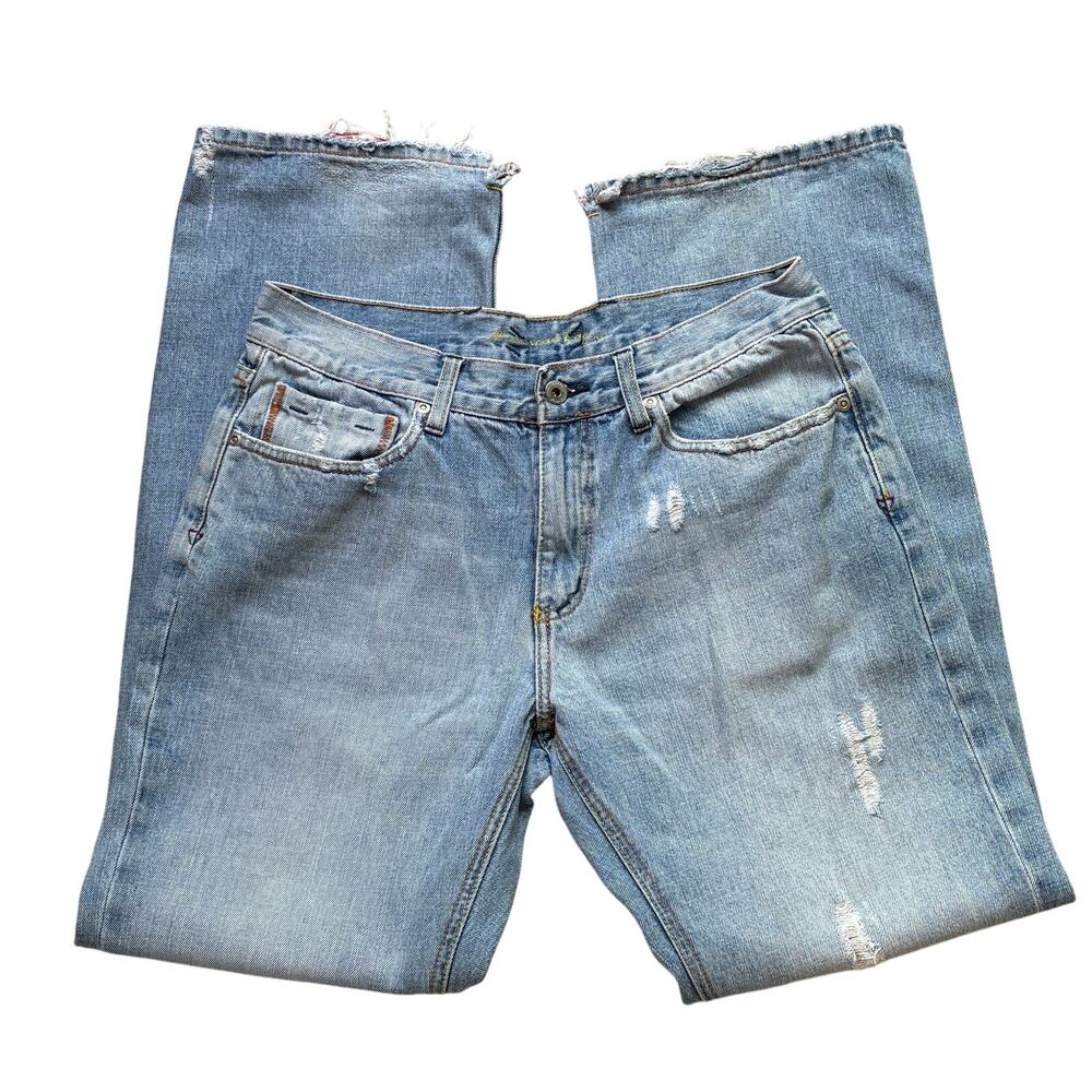 Vintage American Rag Cie Jeans 32x32 Light Wash Distressed Loose Straight Y2K